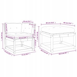 3 dalių sodo baldų komplektas su pagalvėlėmis, pušies masyvo