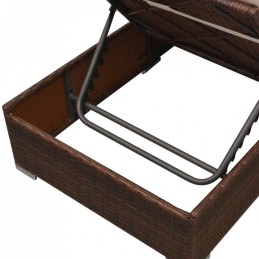 3 dalių sodo poilsio komplektas, pagalvėlės, PE rotangas, ruda