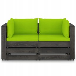 Vidaxl dvivietė sodo sofa su pagalvėlėmis, pilka impregnuota mediena