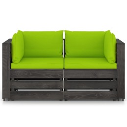 Vidaxl dvivietė sodo sofa su pagalvėlėmis, pilka impregnuota mediena