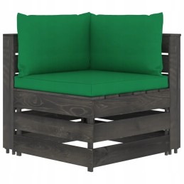 Vidaxl dvivietė sodo sofa su pagalvėlėmis, pilka impregnuota mediena