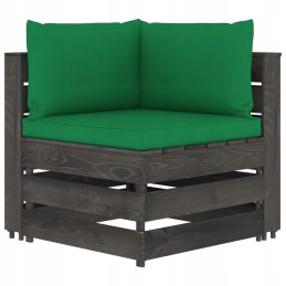 Vidaxl dvivietė sodo sofa su pagalvėlėmis, pilka impregnuota mediena