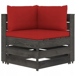 Vidaxl dvivietė sodo sofa su pagalvėlėmis, pilka impregnuota mediena