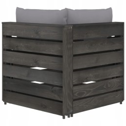 Vidaxl dvivietė sodo sofa su pagalvėlėmis, pilka impregnuota mediena