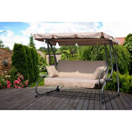 Sulankstomos sodo sūpynės 2in1, smėlio spalvos pagalvėlės