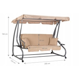 Sulankstomos sodo sūpynės 2in1, smėlio spalvos pagalvėlės