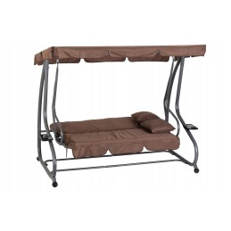 Sulankstomos sodo sūpynės 2in1, rudos pagalvėlės