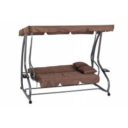 Sulankstomos sodo sūpynės 2in1, rudos pagalvėlės