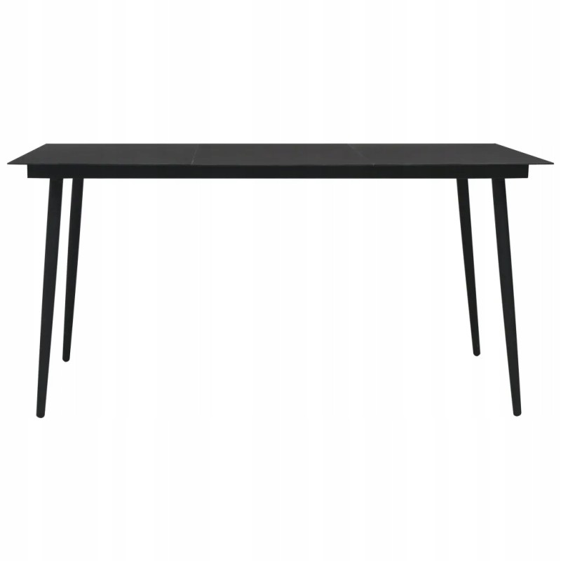 Sodo stalas, juodas, 190x90x74 cm, plienas ir stiklas