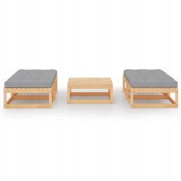 Vidaxl 5 dalių sodo poilsio komplektas, su pagalvėmis, pušies masyvo