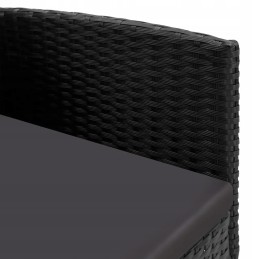 Sodo baldų komplektas - polirotangas, juodas, 80x80x74 cm