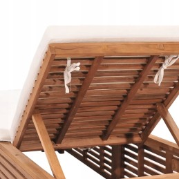 Vidaxl gultas su kremine pagalvėle, tikmedžio masyvo