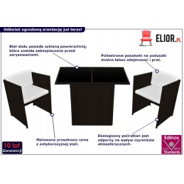 Skandinaviškas sodo komplektas su pagalvėlėmis  ruda