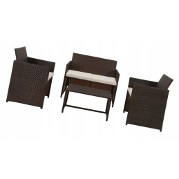 4 dalių rotango stalo, fotelių ir sofos komplektas