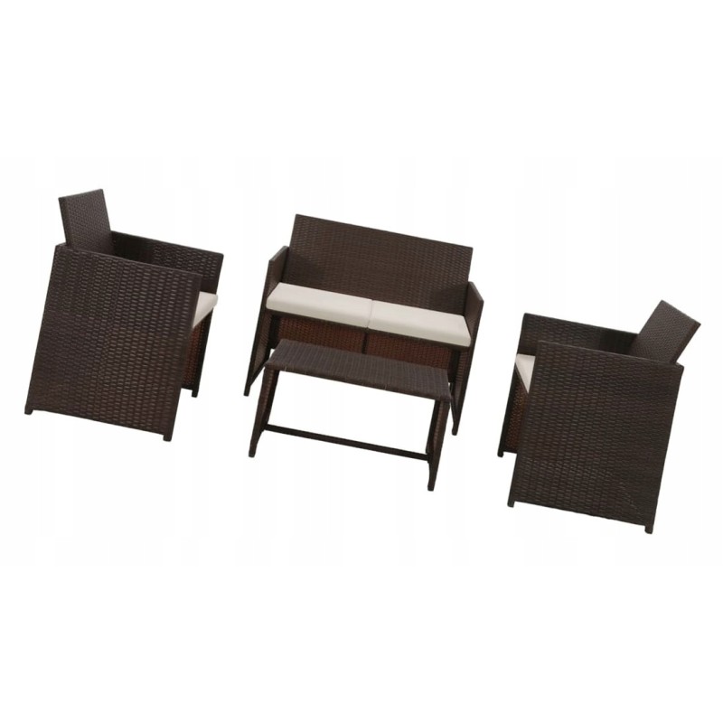 4 dalių rotango stalo, fotelių ir sofos komplektas