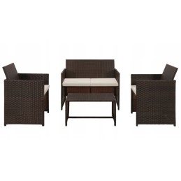 4 dalių rotango stalo, fotelių ir sofos komplektas