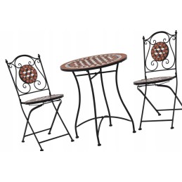 Sodo baldų komplektas: stalas + 2 terakotinės kėdės