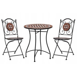Sodo baldų komplektas: stalas + 2 terakotinės kėdės
