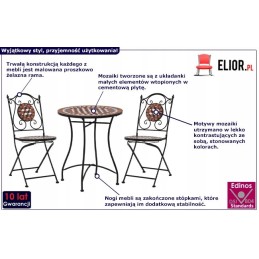 Sodo baldų komplektas: stalas + 2 terakotinės kėdės