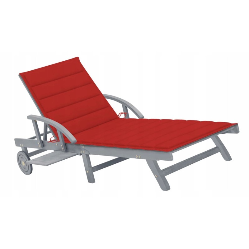 Ištraukiamas medinis šezlongas sodui su stalu