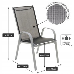 Sodo komplektas - 4 kėdės ir stiklinis staliukas - juodas