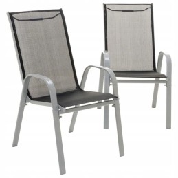 Sodo komplektas - 4 kėdės ir stiklinis staliukas - juodas