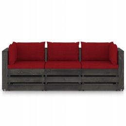 3-vietė sodo sofa pušies mediena, vyno raudona, 69x70x66 cm