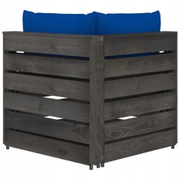 3-vietė sodo sofa iš padėklų, mėlynos, pušies medienos, pilna komplektacija