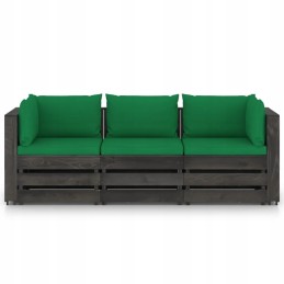 3-vietė sodo sofa iš padėklų, pušies, žalia, 69x70x66cm