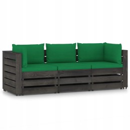 3-vietė sodo sofa iš padėklų, pušies, žalia, 69x70x66cm