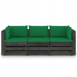 Sodo sofa iš padėklų, 3-vietė, žalia, pušies, išmatavimai 69x70x66
