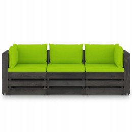 3-vietė sodo sofa su padėklais, šviesiai žalia