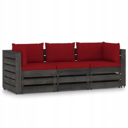 3-vietė sodo sofa su padėklais, vyno raudona, 69x70x66 cm