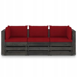 3-vietė sodo sofa su padėklais, vyno raudona, 69x70x66 cm