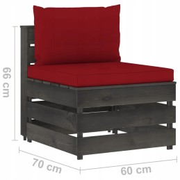 3-vietė sodo sofa su padėklais, vyno raudona, 69x70x66 cm