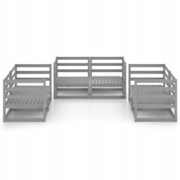 Vidaxl 6 dalių poilsio baldų komplektas sodui, pilkas, pušinis