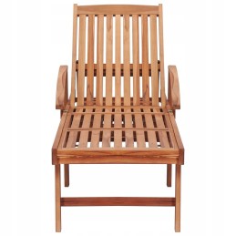 Šezlongas su raudona pagalvėle, tikmedžio masyvo