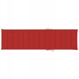 Šezlongas su raudona pagalvėle, tikmedžio masyvo