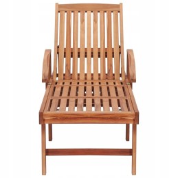 Šezlongas su kreminės spalvos pagalvėle, tikmedžio masyvo