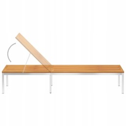 Vidaxl gultas su pagalvėle, akacijos medienos masyvo ir nerūdijančio plieno