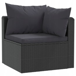 Vidaxl 4 dalių sodo sofa, pagalvėlės, PE rotangas, juoda