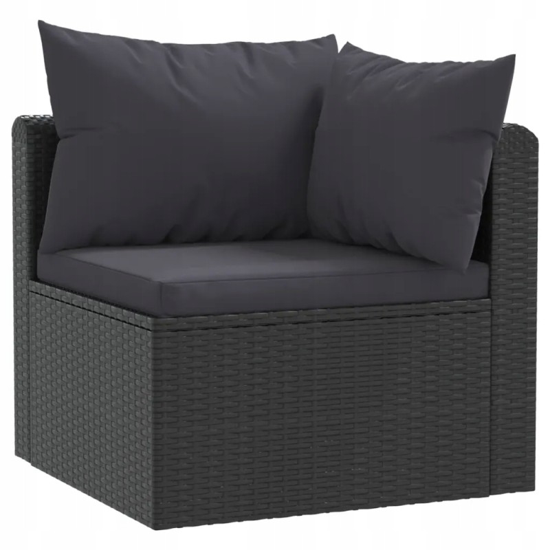 Vidaxl 4 dalių sodo sofa, pagalvėlės, PE rotangas, juoda