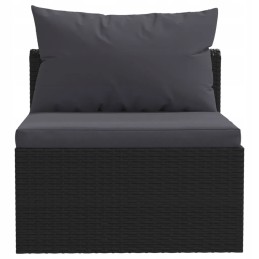 Vidaxl 4 dalių sodo sofa, pagalvėlės, PE rotangas, juoda