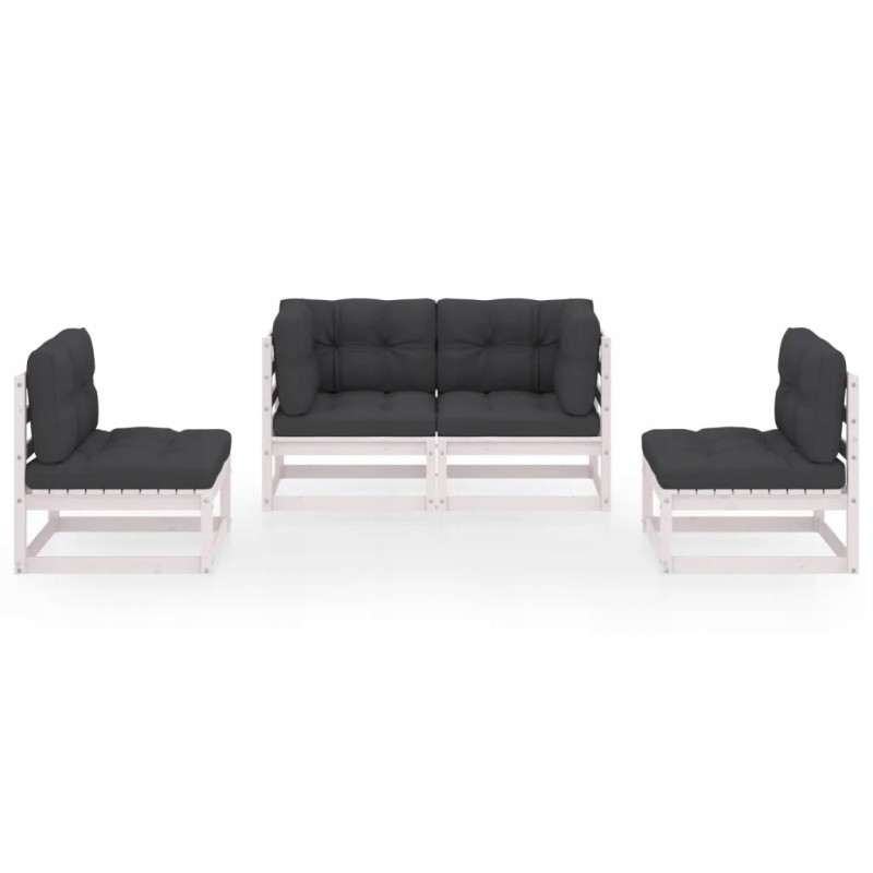 Vidaxl 4 dalių sodo poilsio komplektas, su pagalvėmis, pušies masyvo