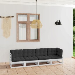 Vidaxl 4-vietė sodo sofa su pagalvėlėmis, pušies masyvo