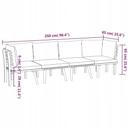 Medinis sodo baldų komplektas, 2 vidurinės sofos, 2 kampinės sofos, 4 kilimėliai