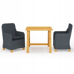 Sodo valgomojo komplektas, akacijos mediena, 88x88x74 cm, tamsiai pilka