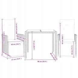 3 dalių bistro baldų komplektas su pagalvėlėmis, juodas, polirotangas