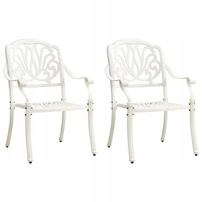 Sodo kėdės, 2 vnt., lieto aliuminio, baltos