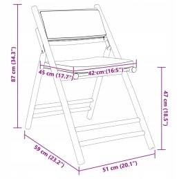 Sulankstomos bistro kėdės, 5vnt tamsiai pilkos bambuko pagalvėlės